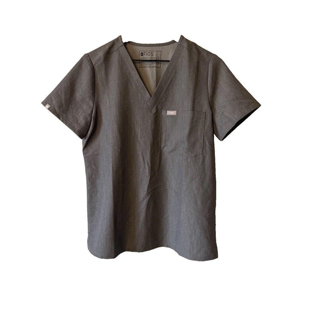 Figs Catarina Gray Short Sleeve One Pocket Women Scrubs Top S FW1000
